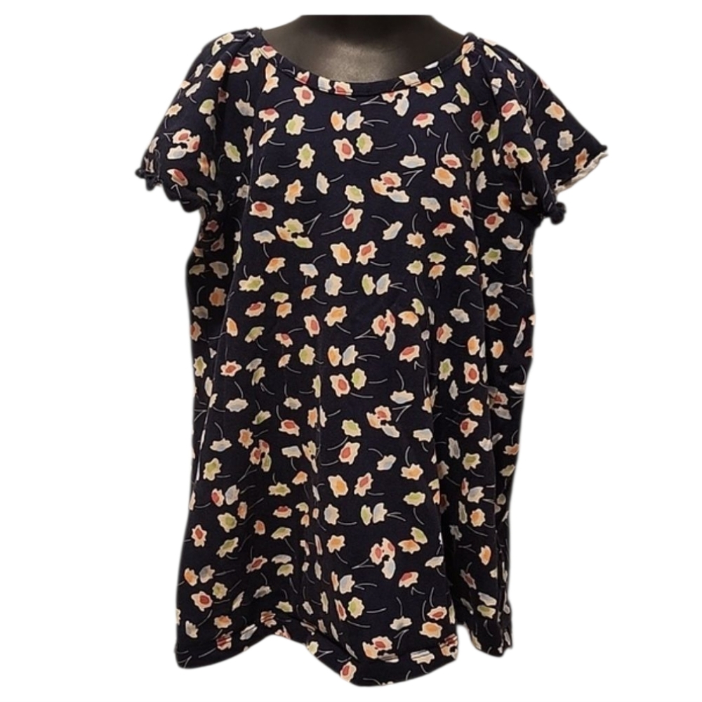 Hanna Andersson Blue Floral Fly Away Sleeves Tunic Soaring Tee 130